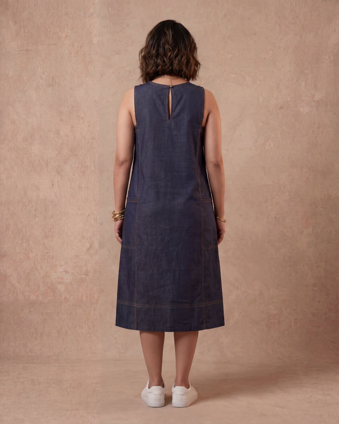 Blue Tick - Denim Middi Dress