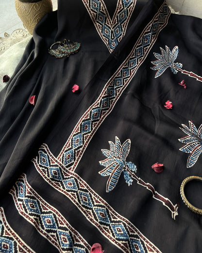 Palmora - Unstitched Modal Ajrakh Kurta & Dupatta Set