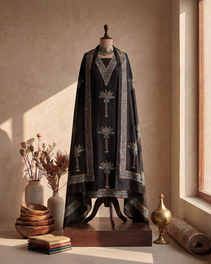 Palmora - Unstitched Modal Ajrakh Kurta & Dupatta Set