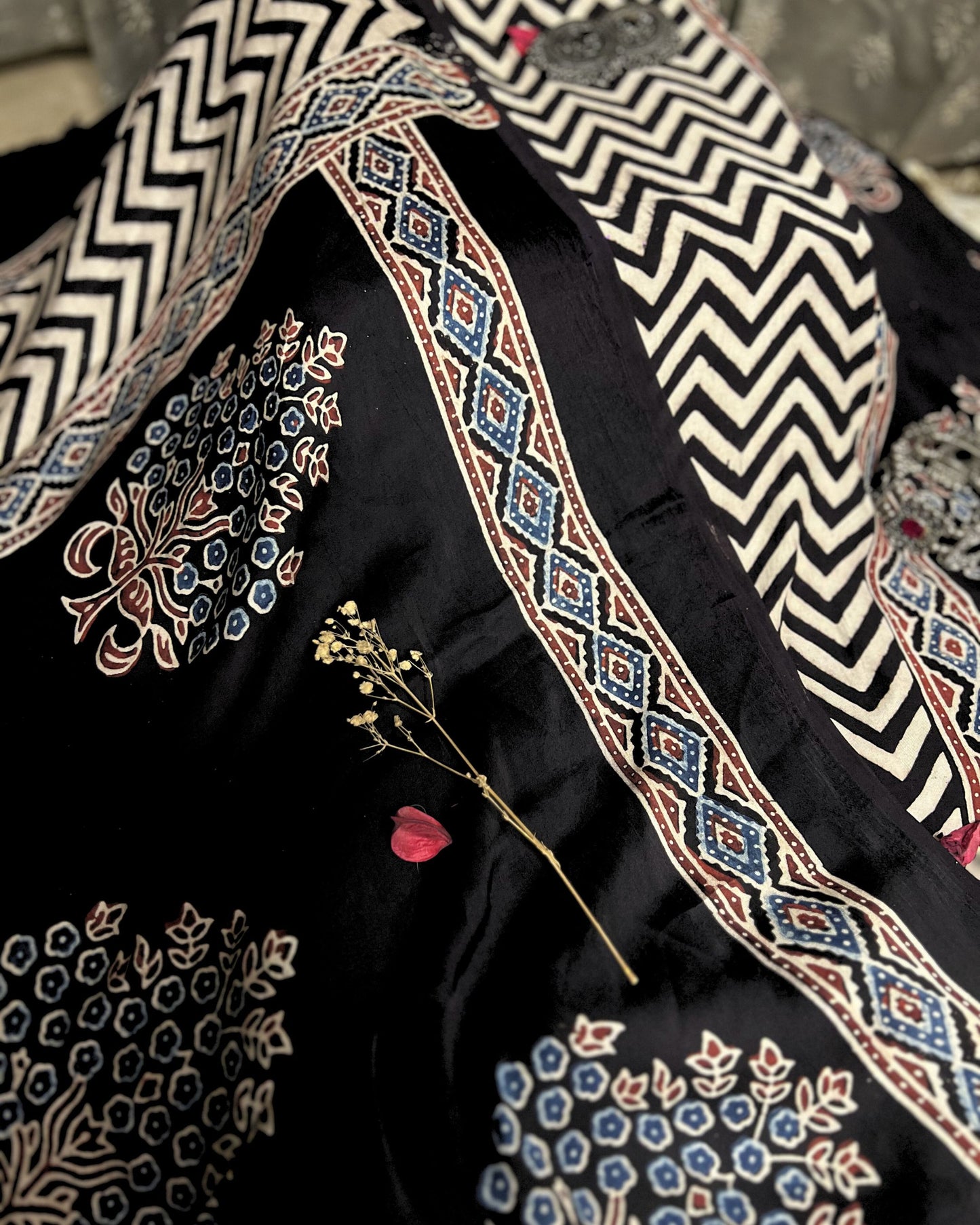 Tessara - Unstitched Modal Ajrakh Kurta & Dupatta Set