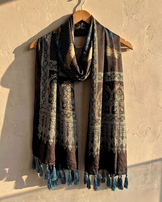 Arco Teal Ajrakh Modal Dupatta