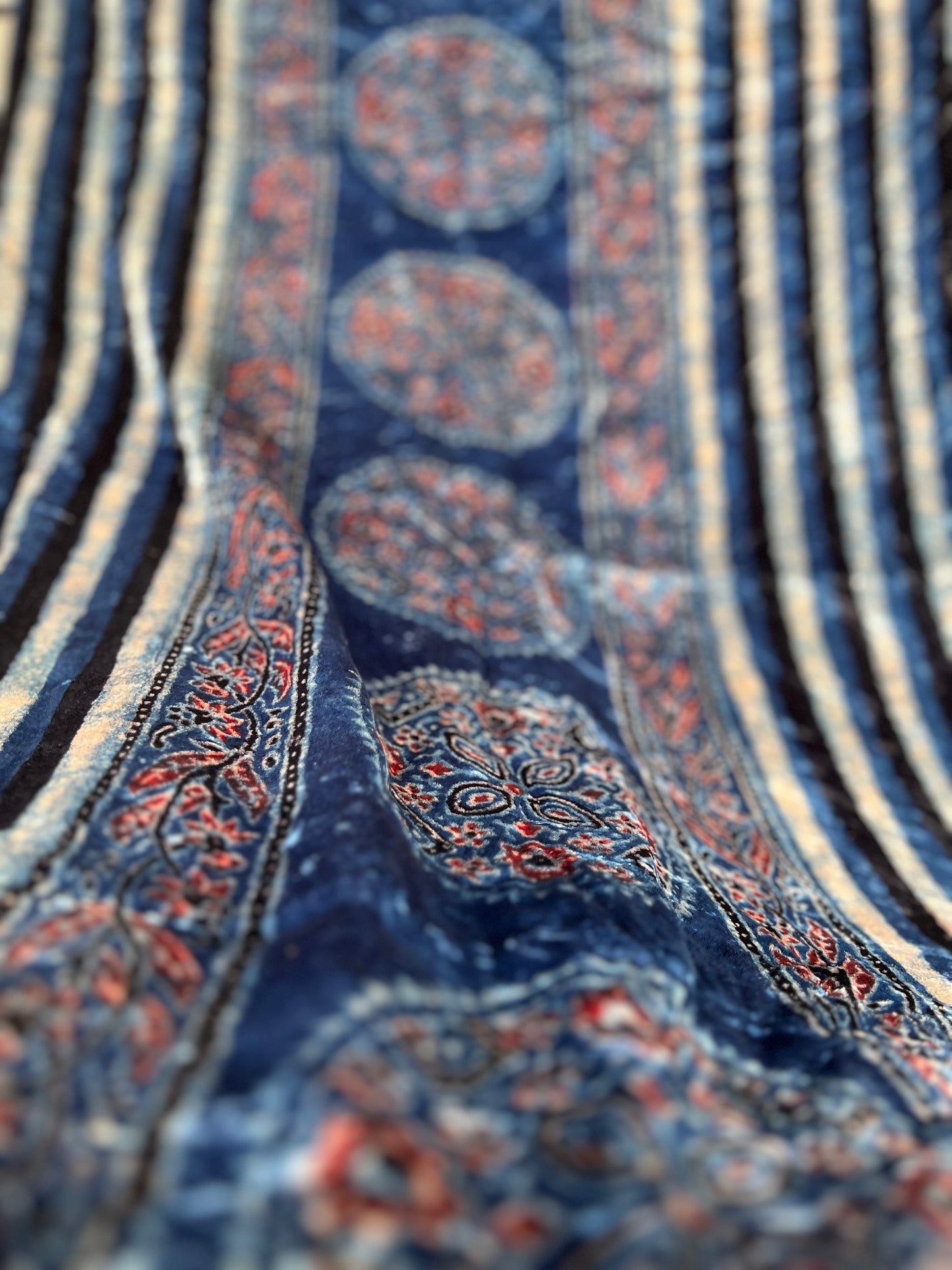 Versed - Unstitched Velvet Fabric for Kurta with Hand Block Ajrakh Print