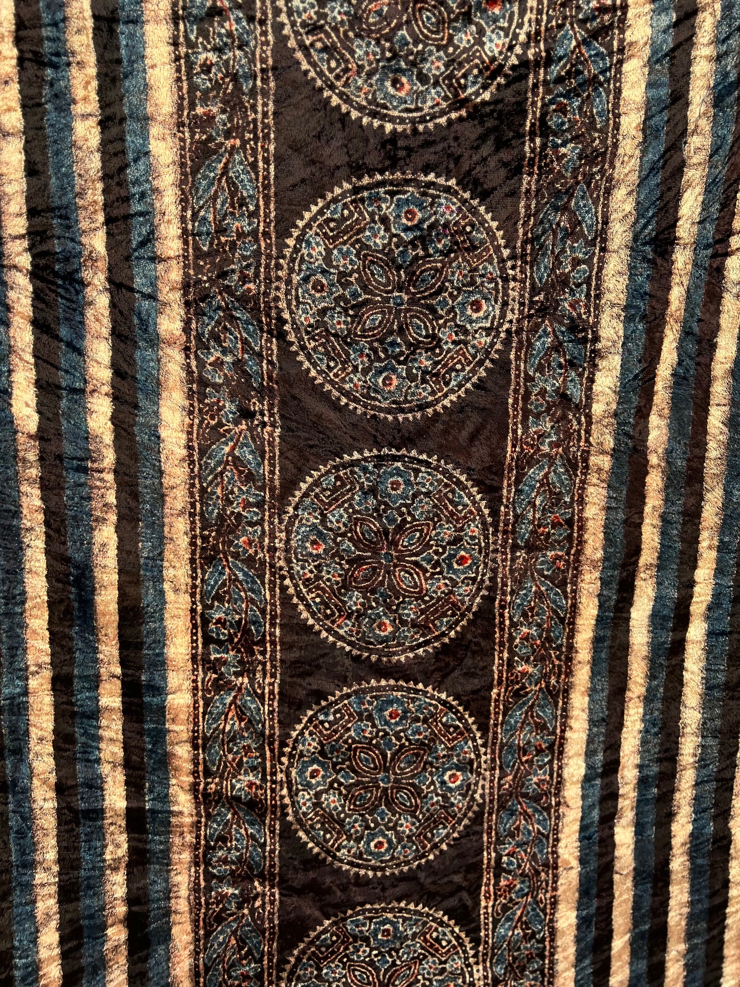Versed - Unstitched Velvet Fabric for Kurta with Hand Block Ajrakh Print