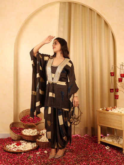 Calm Command - Ajrakh Printed  Kaftan & Harem Pants Set
