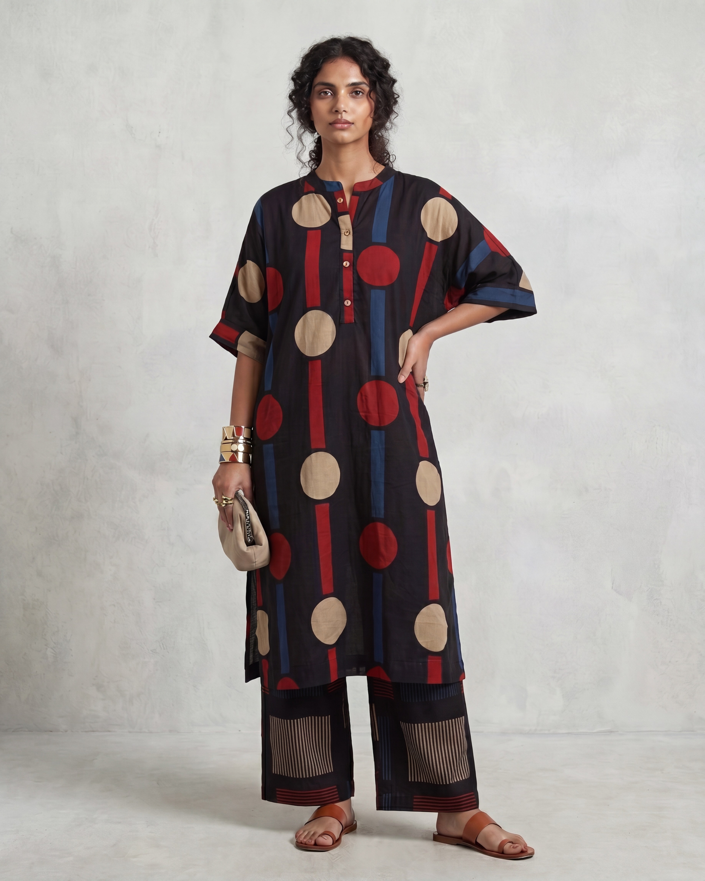 Point Taken - Hand Block Baghru Cotton Kurta Set