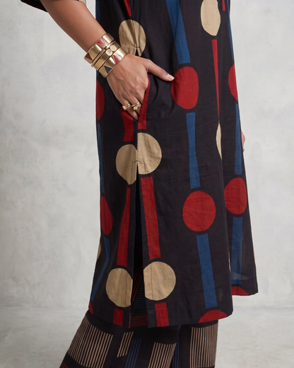 Point Taken - Hand Block Baghru Cotton Kurta Set
