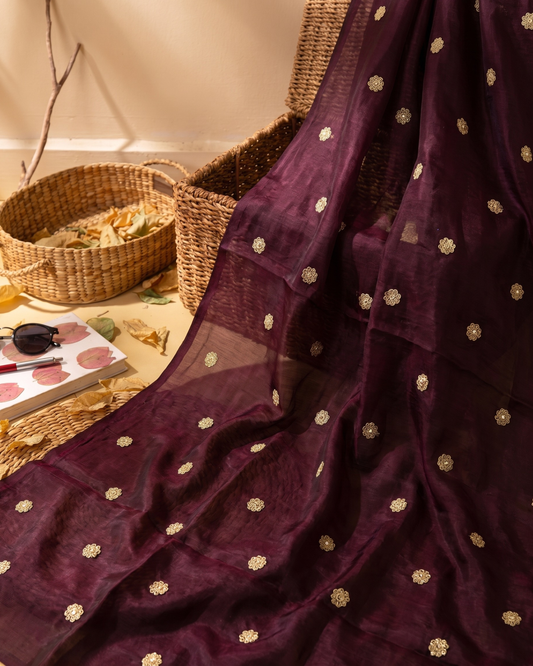 Antara - Hand Embroidered Natural Crepe Unstitched Fabric