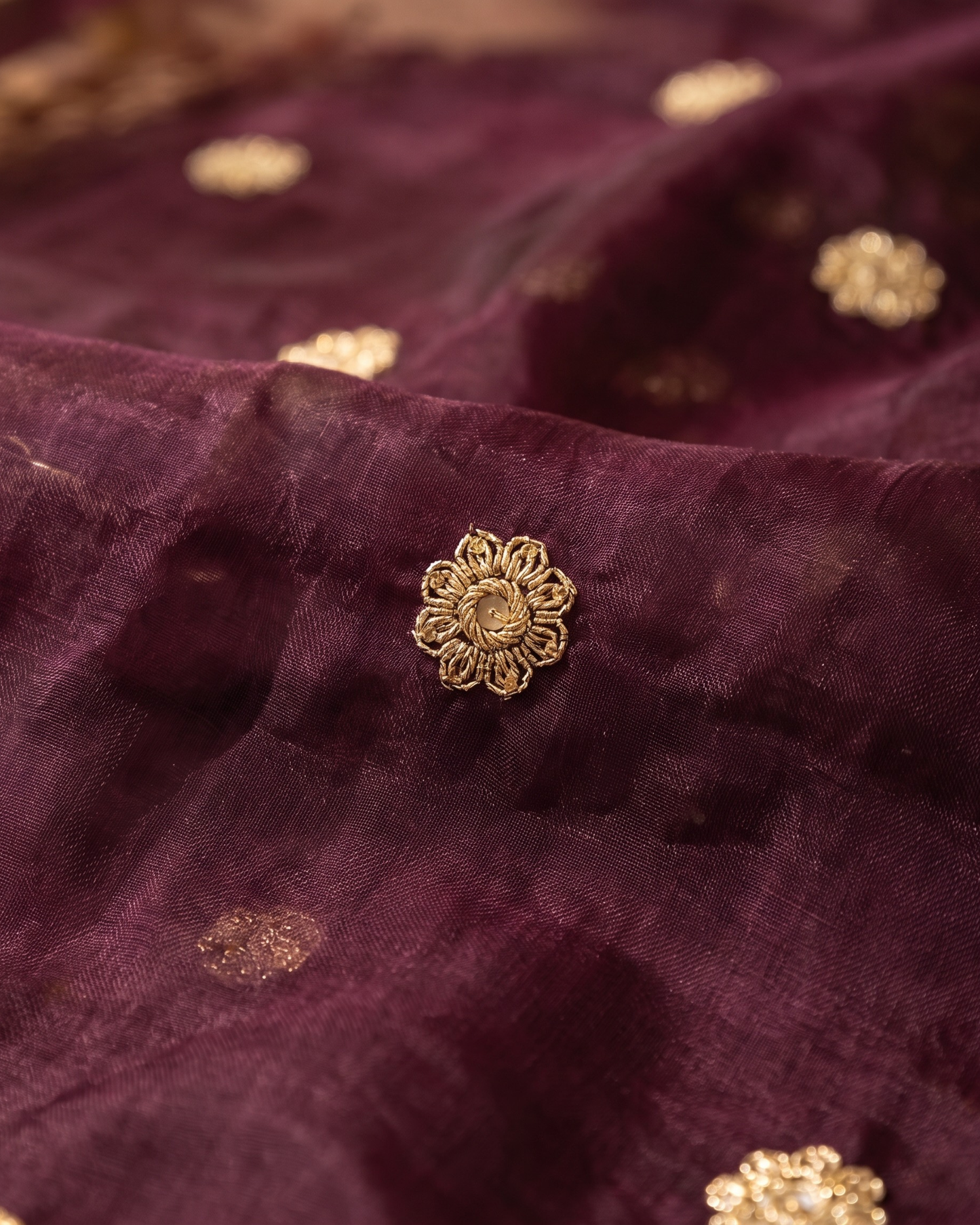 Antara - Hand Embroidered Natural Crepe Unstitched Fabric