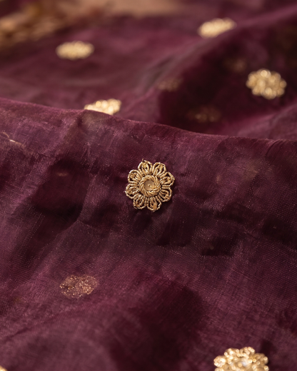 Antara - Hand Embroidered Natural Crepe Unstitched Fabric